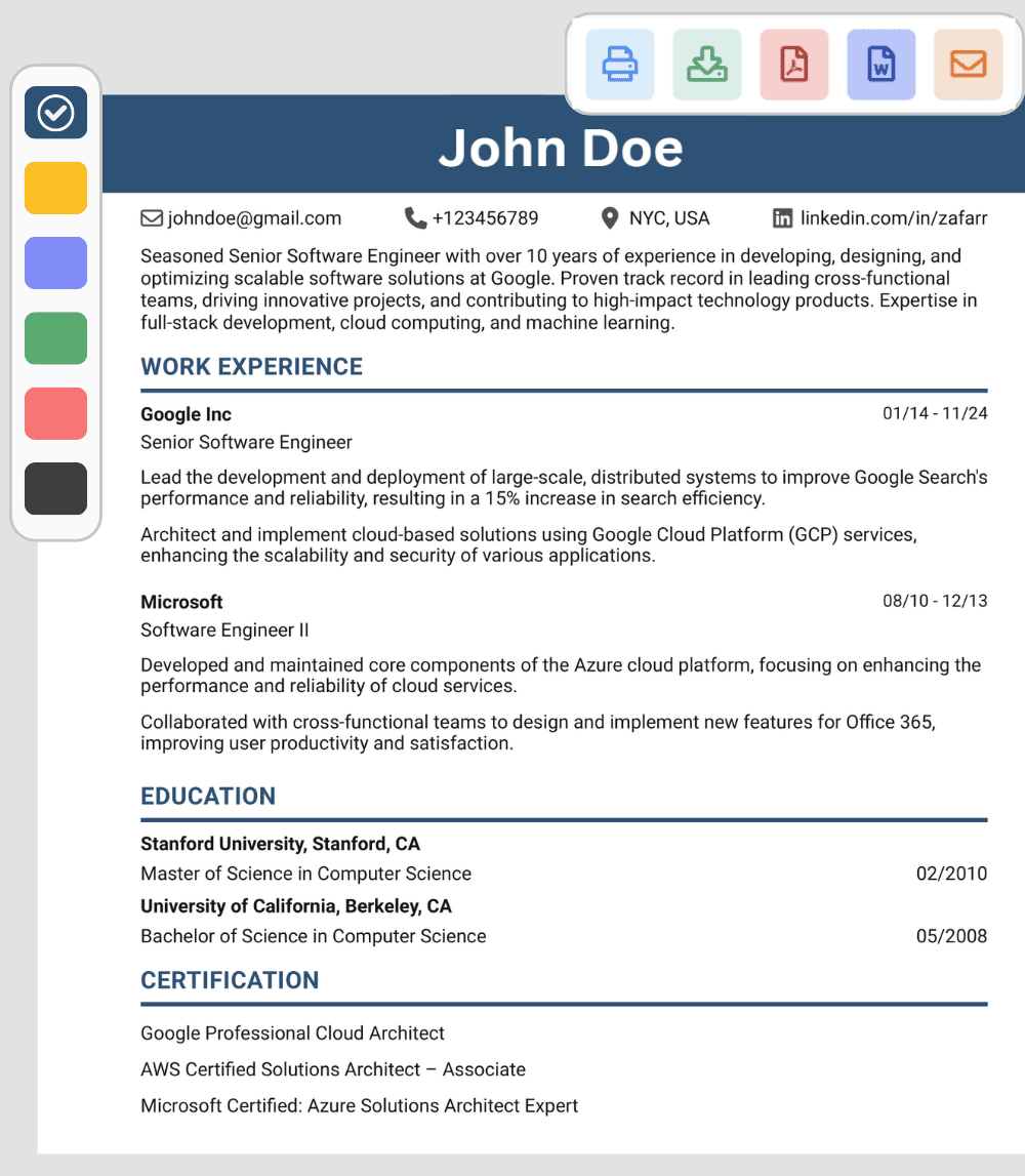 Resume demo interface